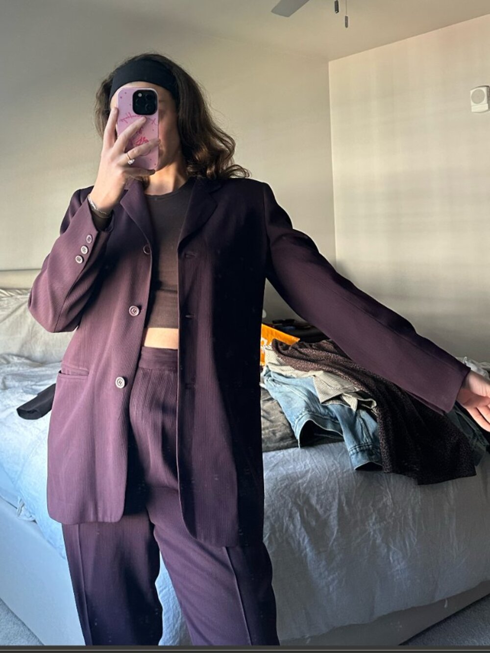 Alex Garfield - Vintage Plum Purple Pantsuit Set - Size 8